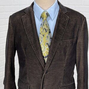 Blue Pronto Uomo‎ Blazer Men Large Black Tan Corduroy Retro Rock Casual Jacket